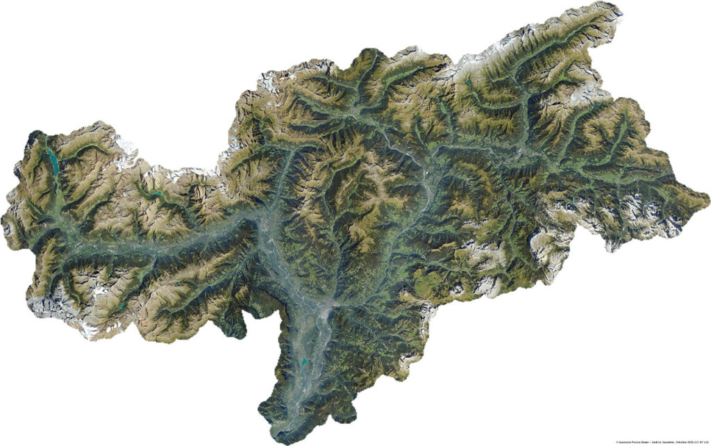 Südtirol -Panoramakarte Südtirol – Terrainkarte / Reliefkarte: Alpen-Südtirol